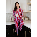 Lilac Striped Satin Pajama Set