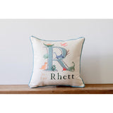 Little Birdie Dinosaur Initial Pillow