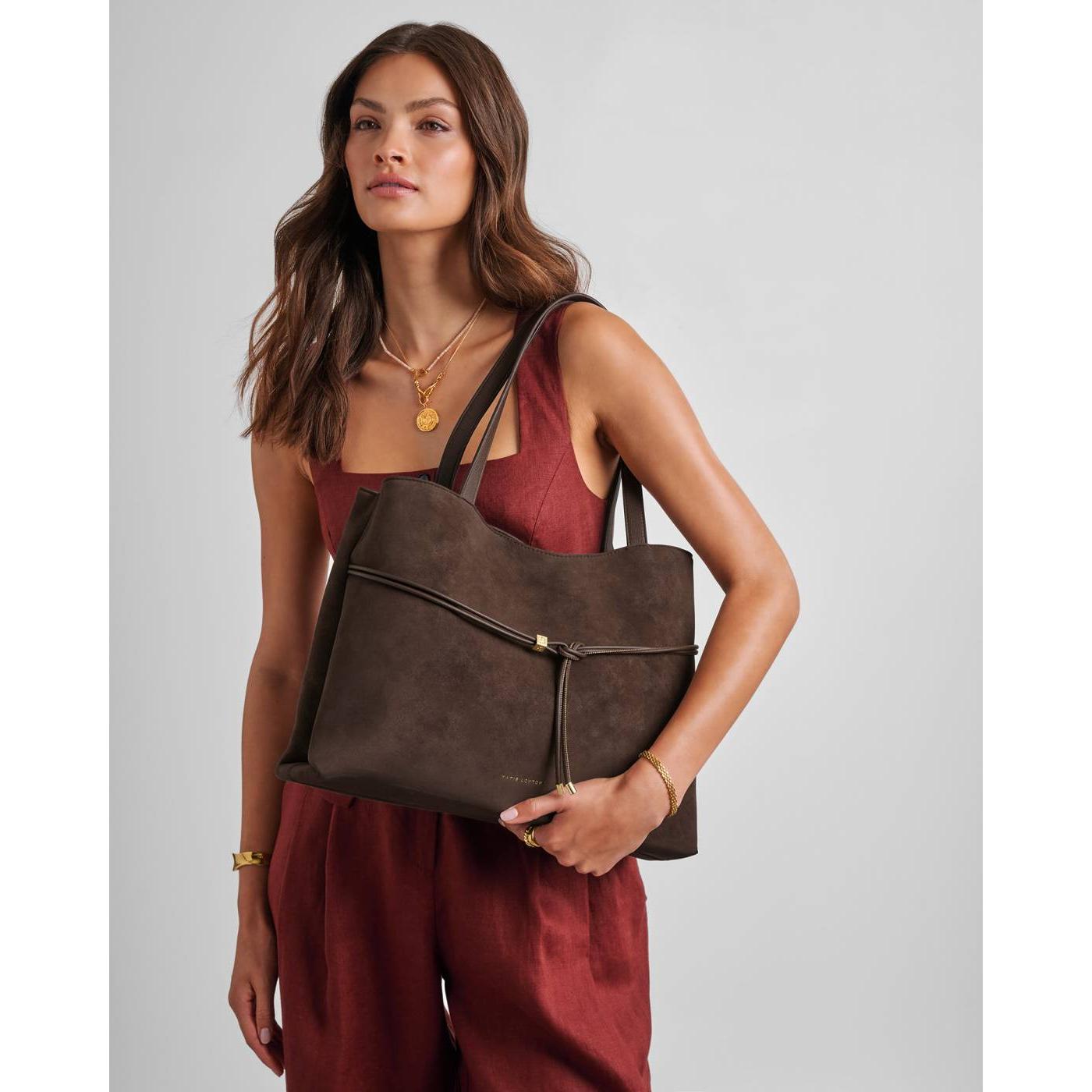 Lori Tote Bag | Bitter Chocolate Suedette