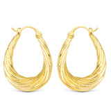 Lucy Polished Chunky Twisted Rib Oval Hoop Gold