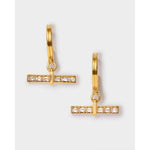 Lustre T-Bar Hoop Earrings | Gold Coated