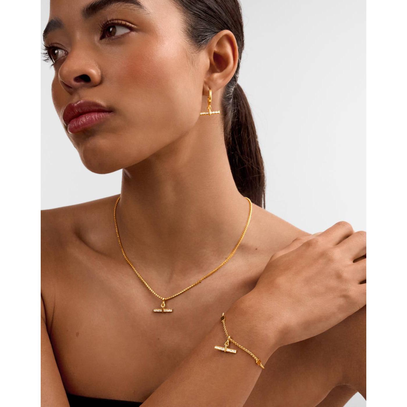 Lustre T-Bar Necklace | Gold Coated