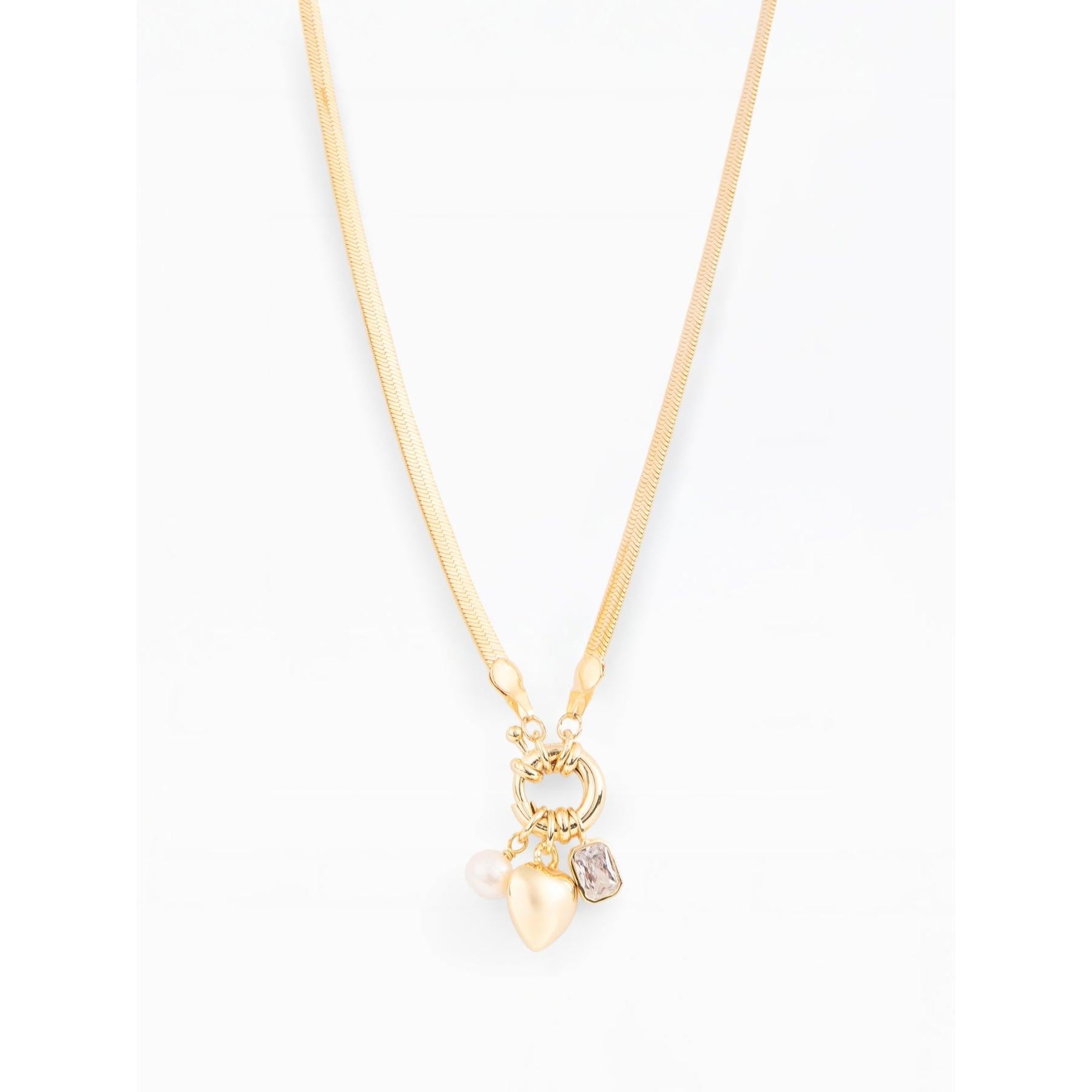 Luxe Gold Box Chain Charm Necklace- 22"