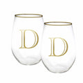 Mary Square Stemless Initial Wine Glass Set