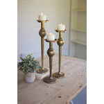 Medium Antique Brass Finish Candle Stand