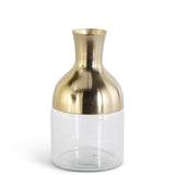 Medium Gold Metal & Clear Glass Long Neck Vase 7.75"