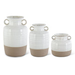 Medium White Ceramic Double Handled Pot 10.5"