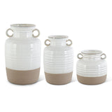 Medium White Ceramic Double Handled Pot 10.5"