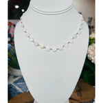 Medium White Flat Bead & Gold Bead Choker
