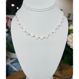 Medium White Flat Bead & Gold Bead Choker