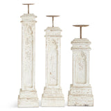 Medium Whitewashed Architectural Candleholder 28.5"