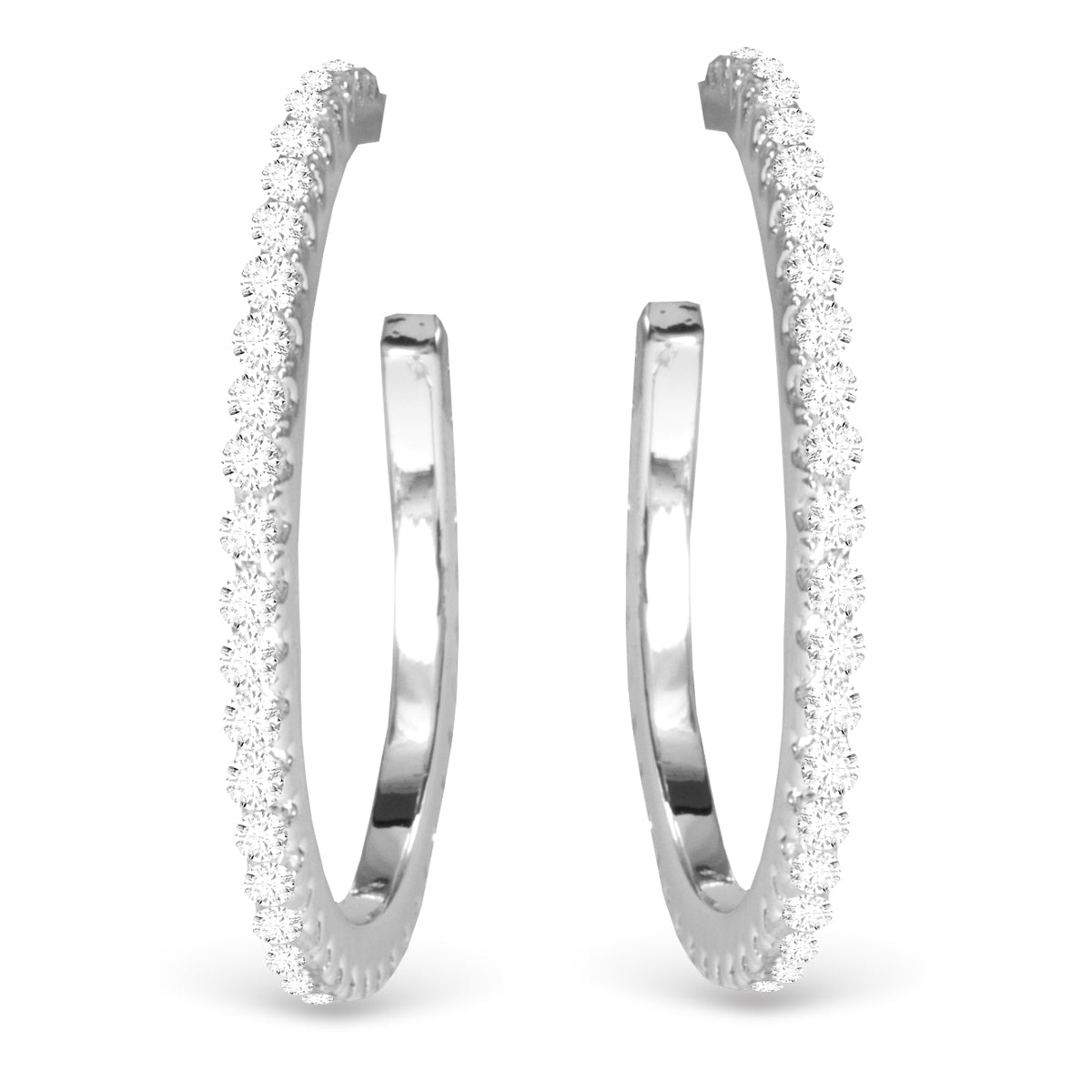 Micro-CZ Hoop Earrings – Silver