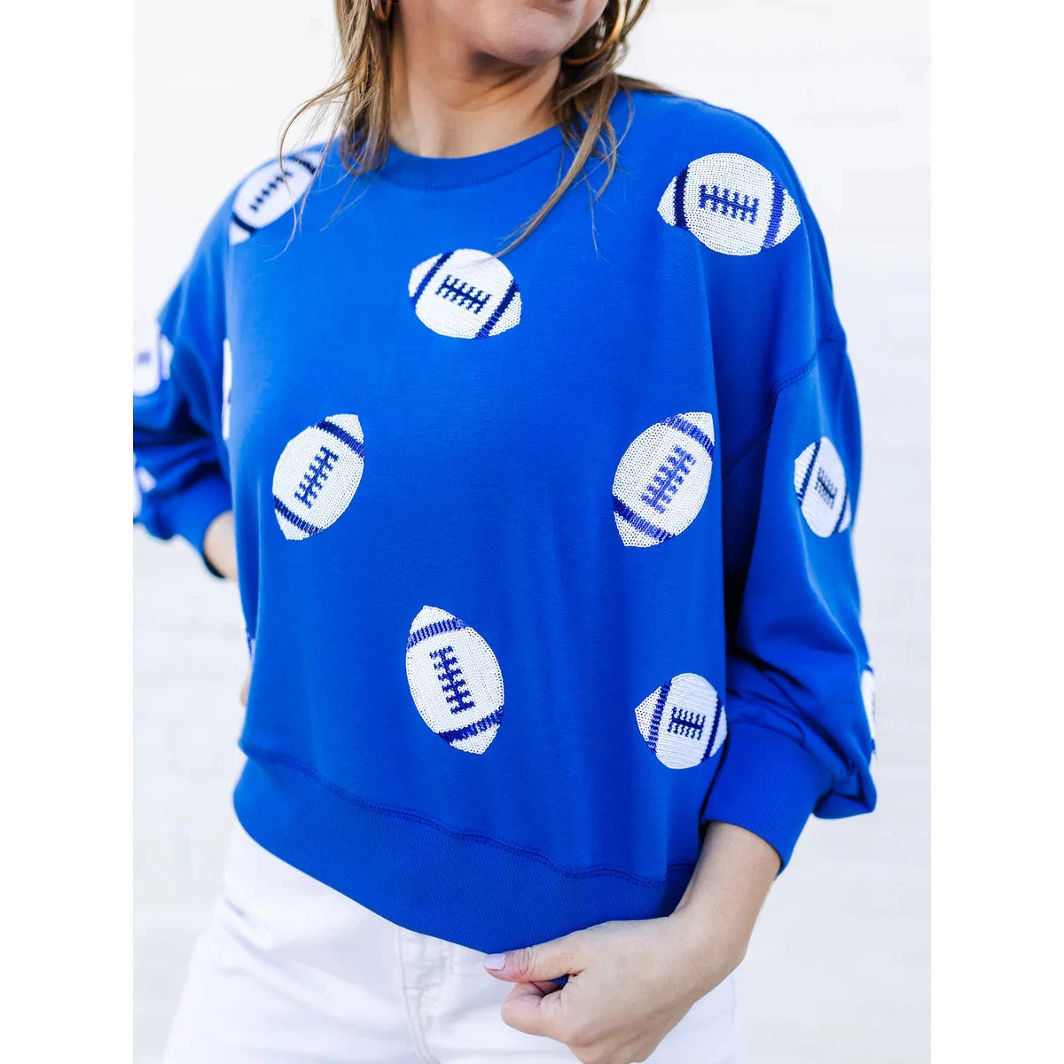 Millie Footballs Blue & White Sweatshirt