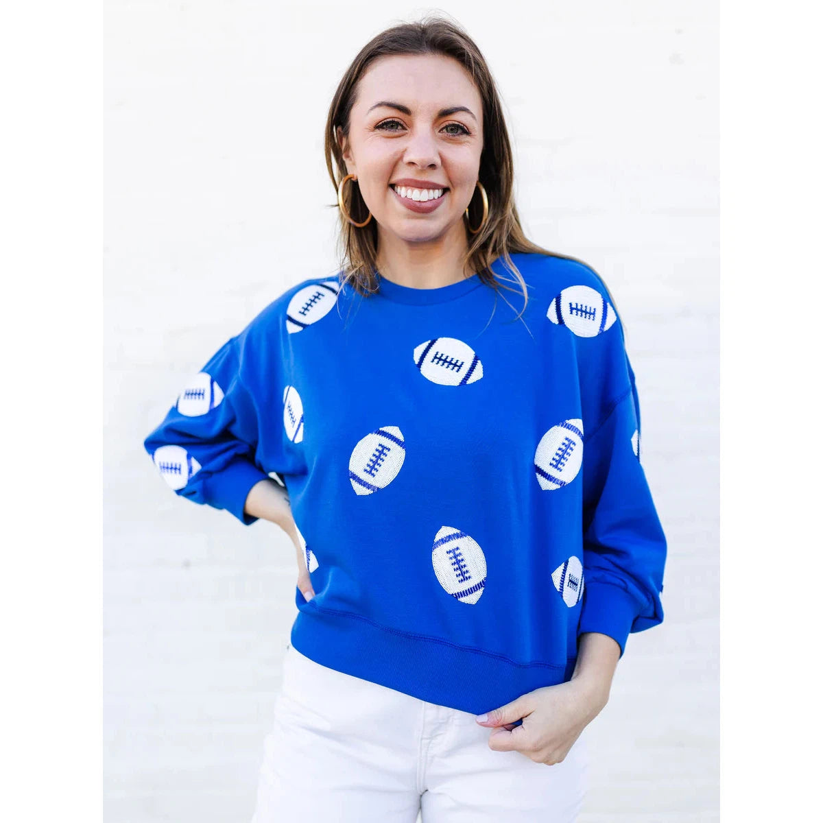 Millie Footballs Blue & White Sweatshirt