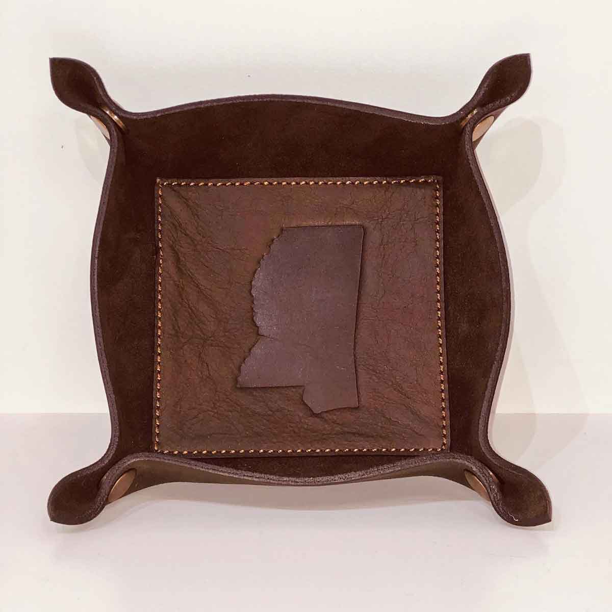 Mississippi Leather Embossed Valet Tray