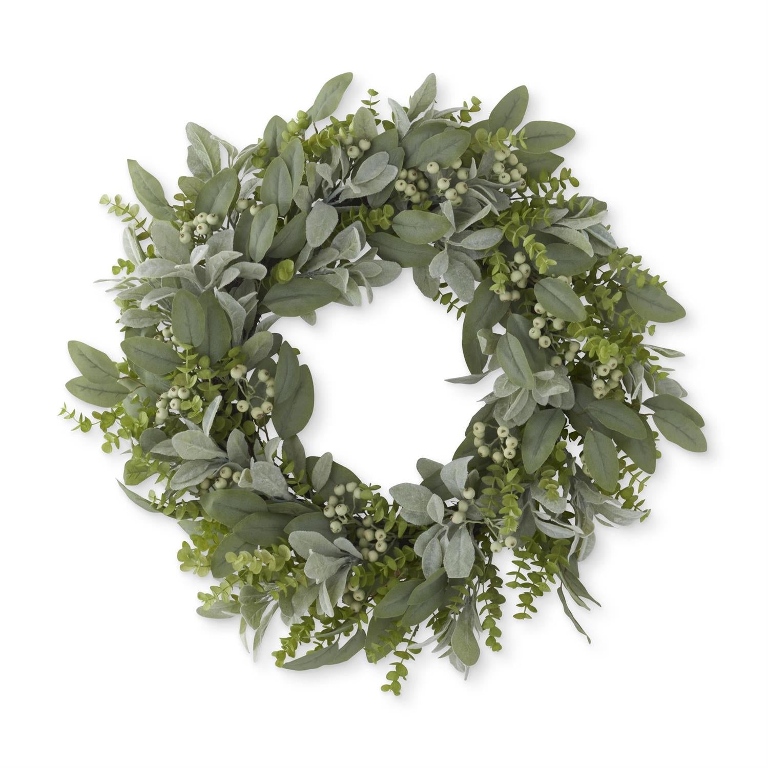 Mixed Green Foliage/Berries Wreath 30"