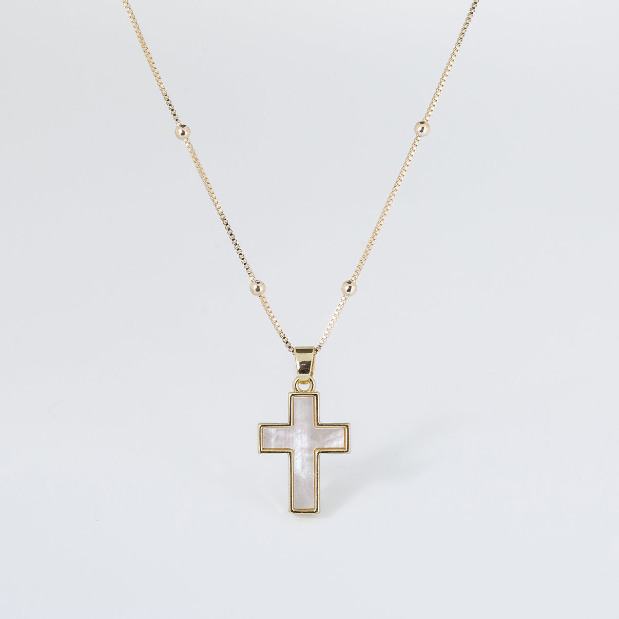 Mother of Pearl Cross Necklace