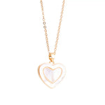 Mother of Pearl Filled Heart Necklace – Gold - 51116