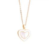 Mother of Pearl Filled Heart Necklace – Gold - 51116
