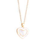 Mother of Pearl Filled Heart Necklace - Gold