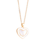 Mother of Pearl Filled Heart Necklace - Gold