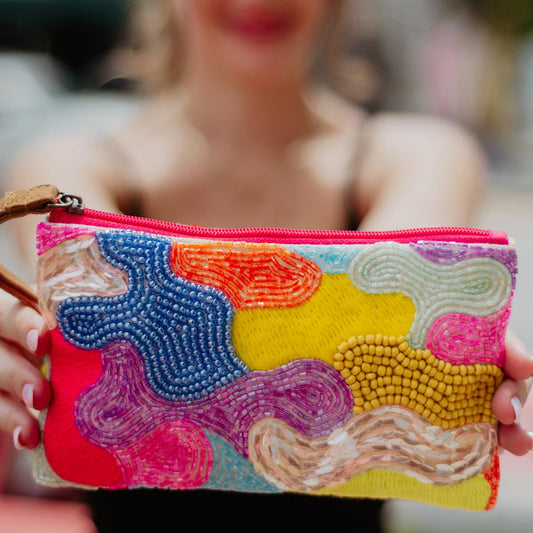 Multicolored Sequin and Beaded Wristlet