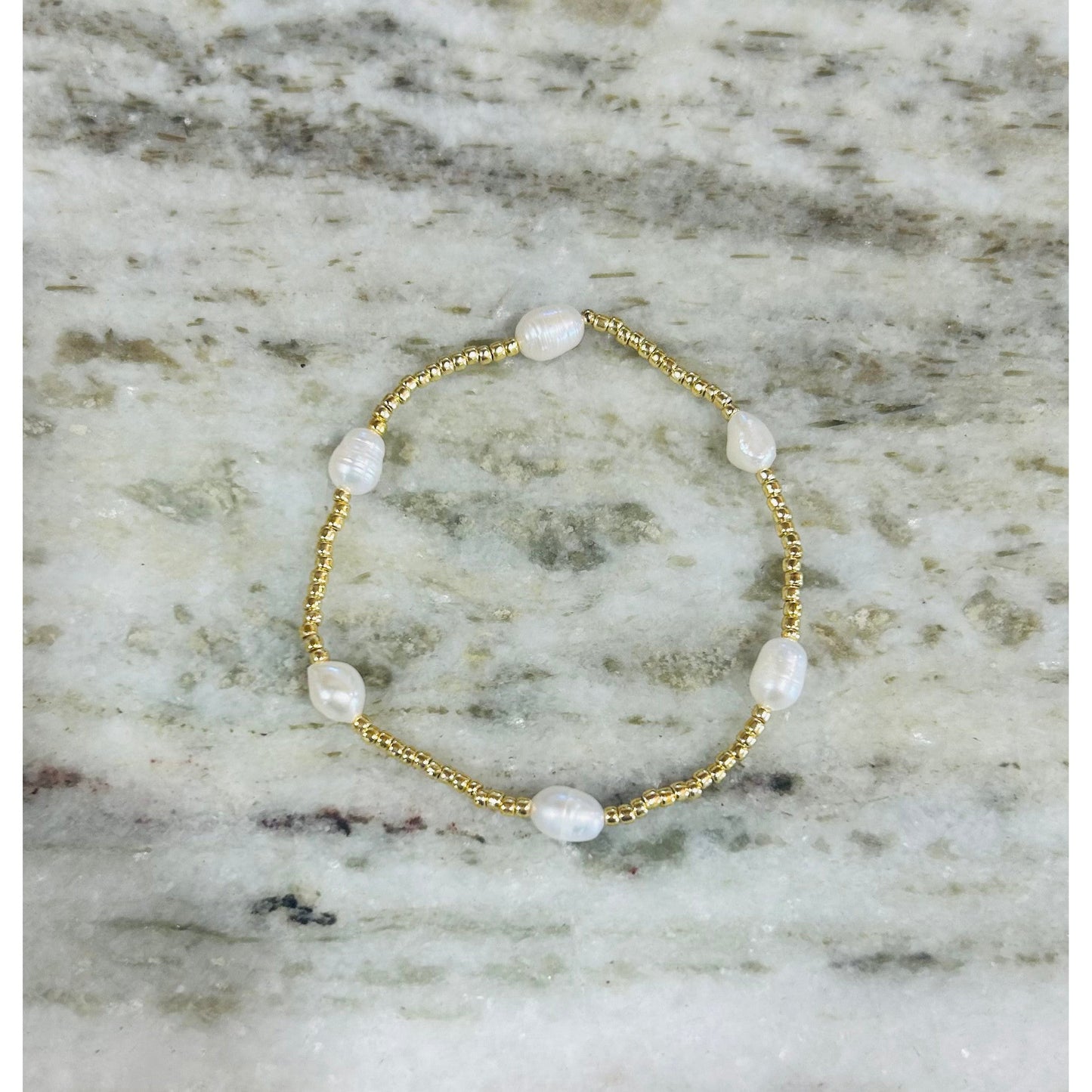 Multiple Pearl Gold Bead Bracelet