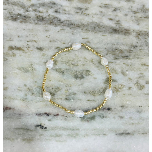 Multiple Pearl Gold Bead Bracelet