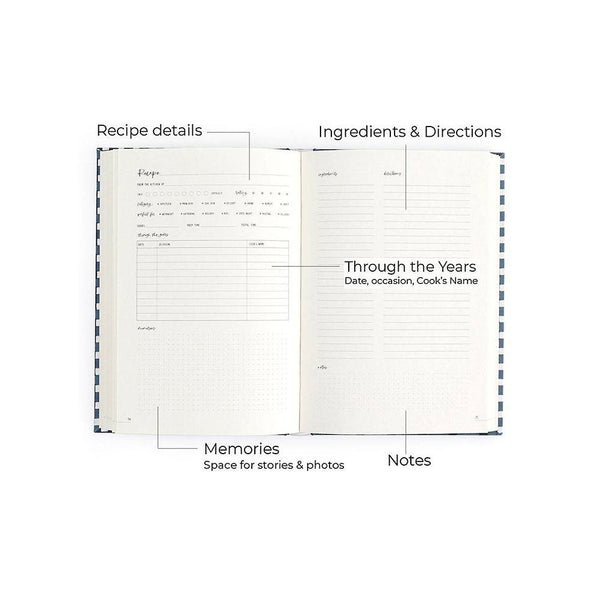 Navy Gingham Heirloom Recipe Book