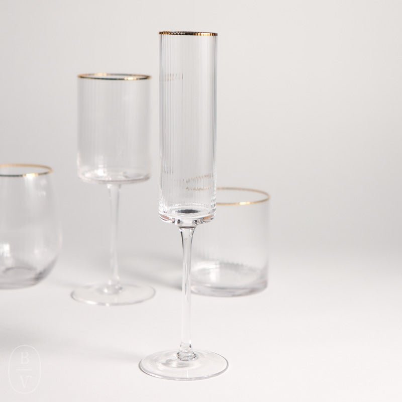 Optic Champagne Flute with Gold Rim