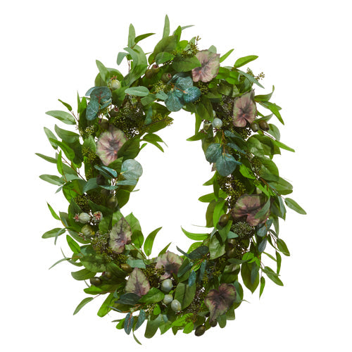 Oval Mixed Greenery Wreath