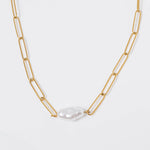 Paperclip Freshwater Pearl Necklace