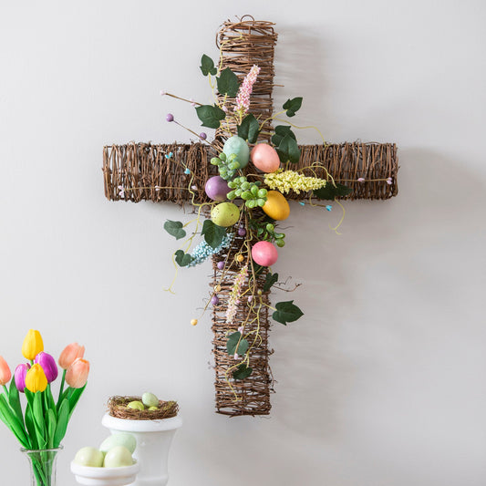 Pastel Easter Egg Cross 23"