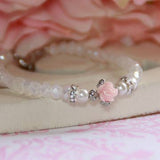 Pastel Pink Rose Crystal Bracelet