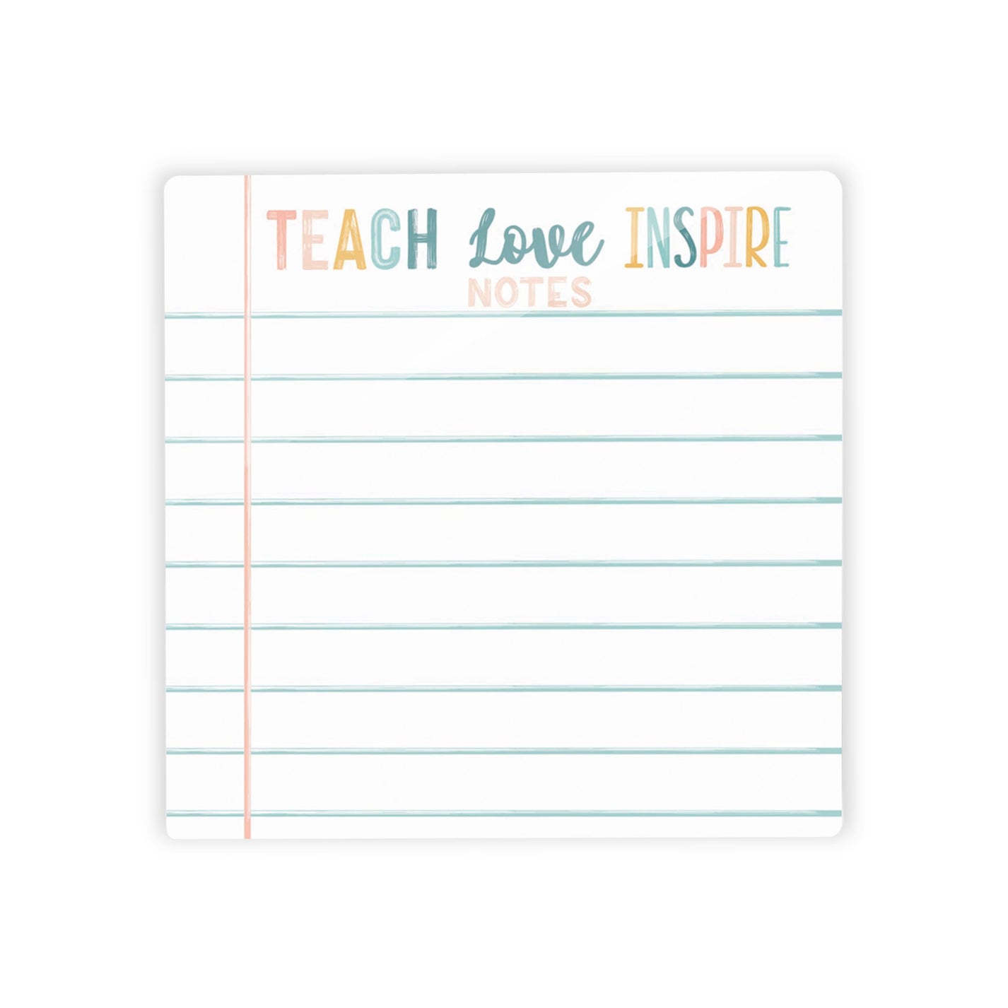 Pastel Teach Love Inspire Notes Glass Tile