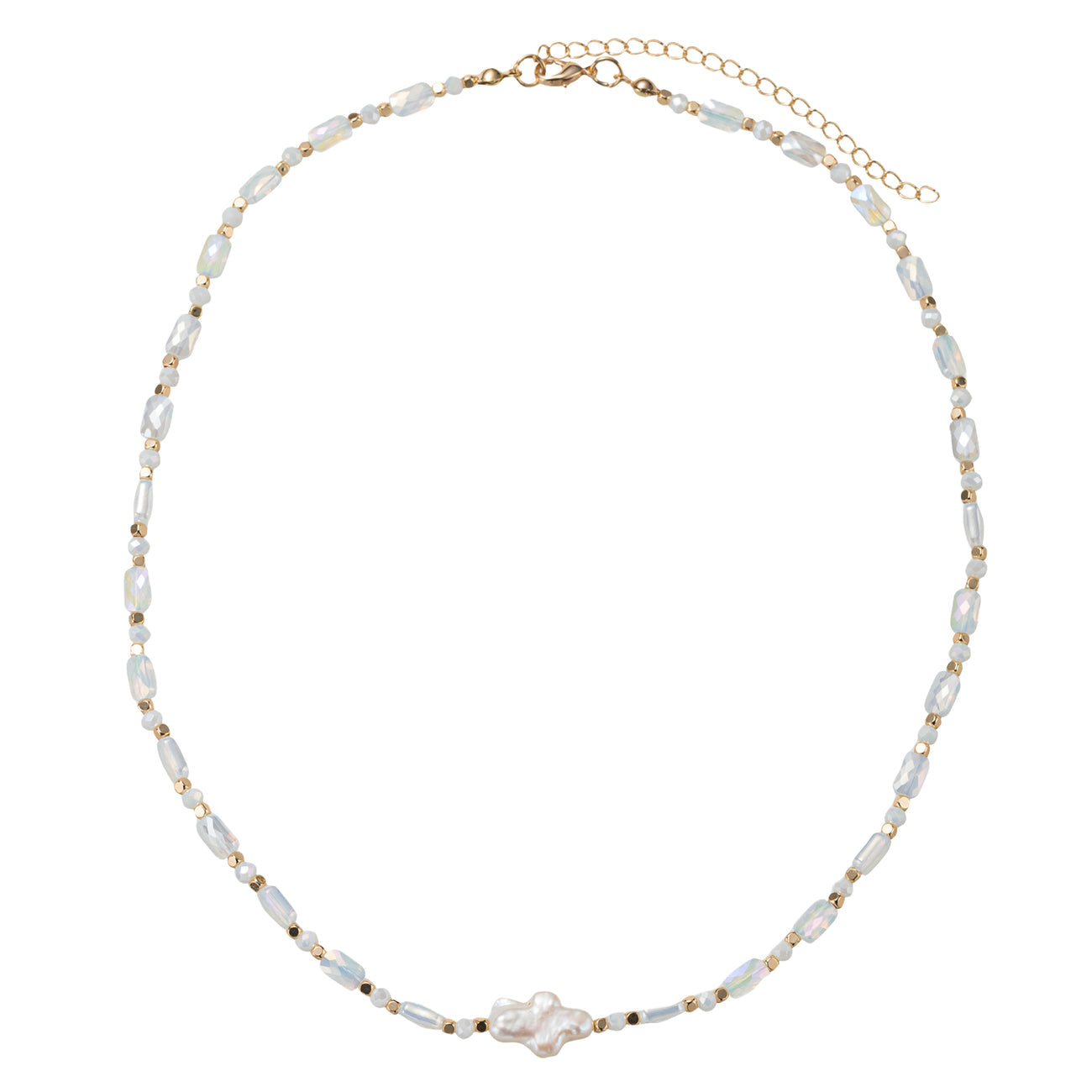 Pearl Cross Beaded Necklace