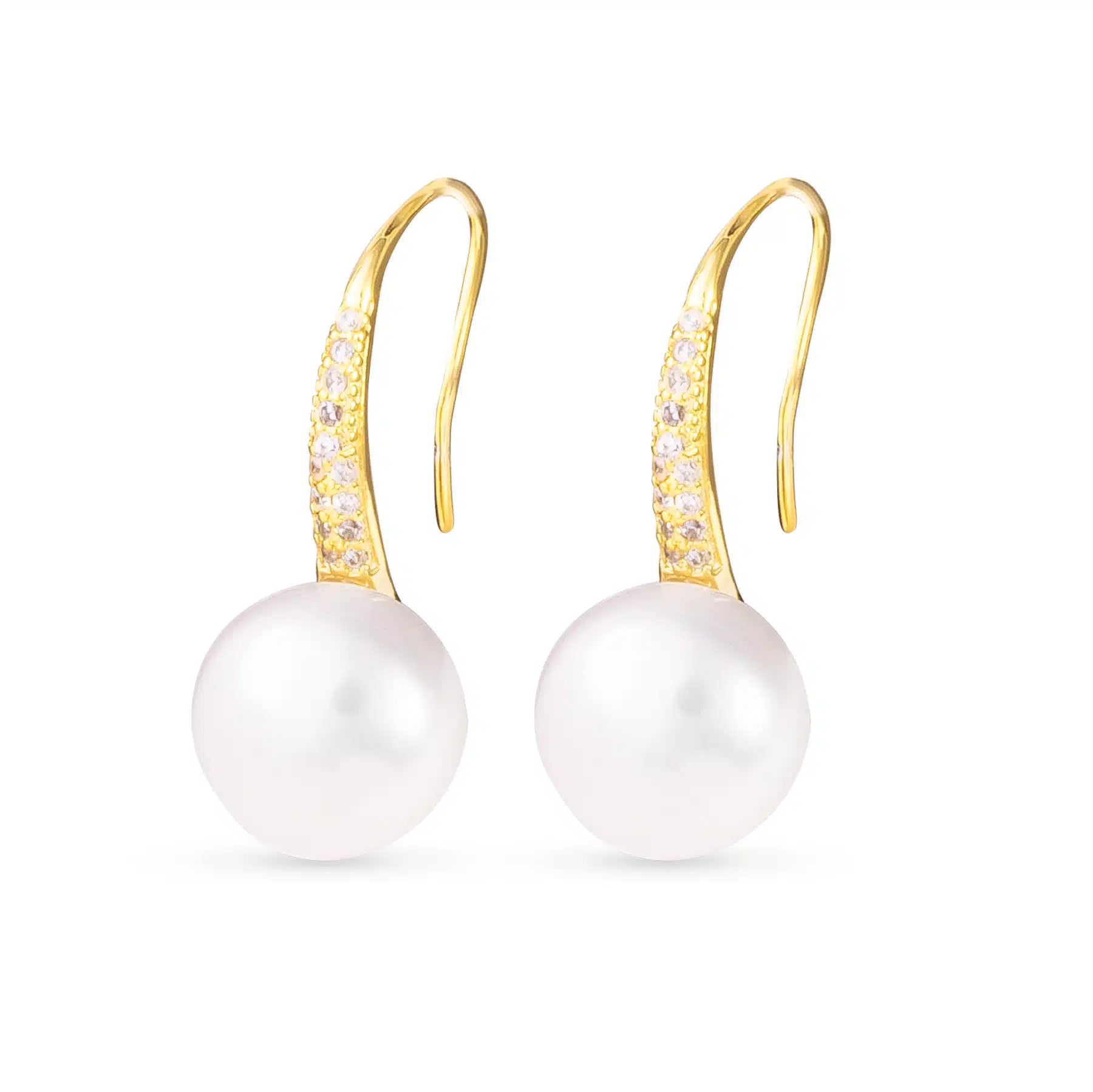 Pearl Stud Hoop Earrings – Gold - 51152