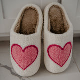 Pink/Red Heart Fuzzy Slippers