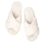 Plush Slippers - Ivory Criss-Cross