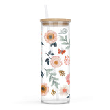 Pretty Things Floral Pattern Cold Brew Glass - 24oz.