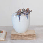 Purple Birds Stoneware Planter