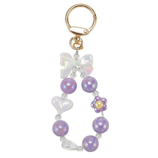 Purple/White Loop with Bows & Hearts Keychain