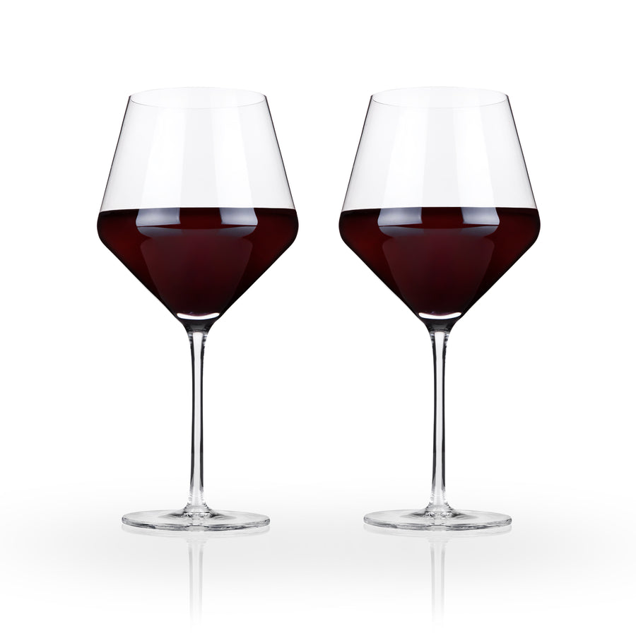 Raye Crystal Angled Burgundy Glasses