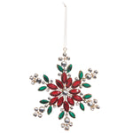 Red & Green Jeweled Snowflake Ornament 6"