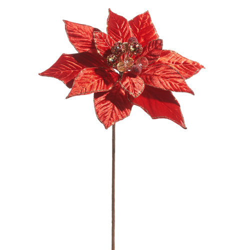 Red Poinsettia Pick 18"