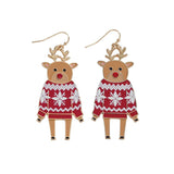 Reindeer In Red Sweater Earrings