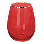 Ribbed Red Stemless Wine Glass