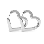 Sara Polished Heart Hoop - Silver