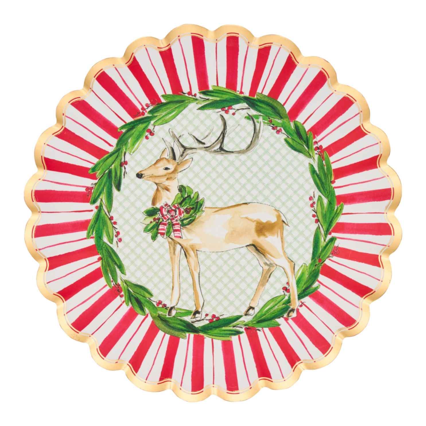 Scalloped Dinner Plate 10.5" - Holly Berry