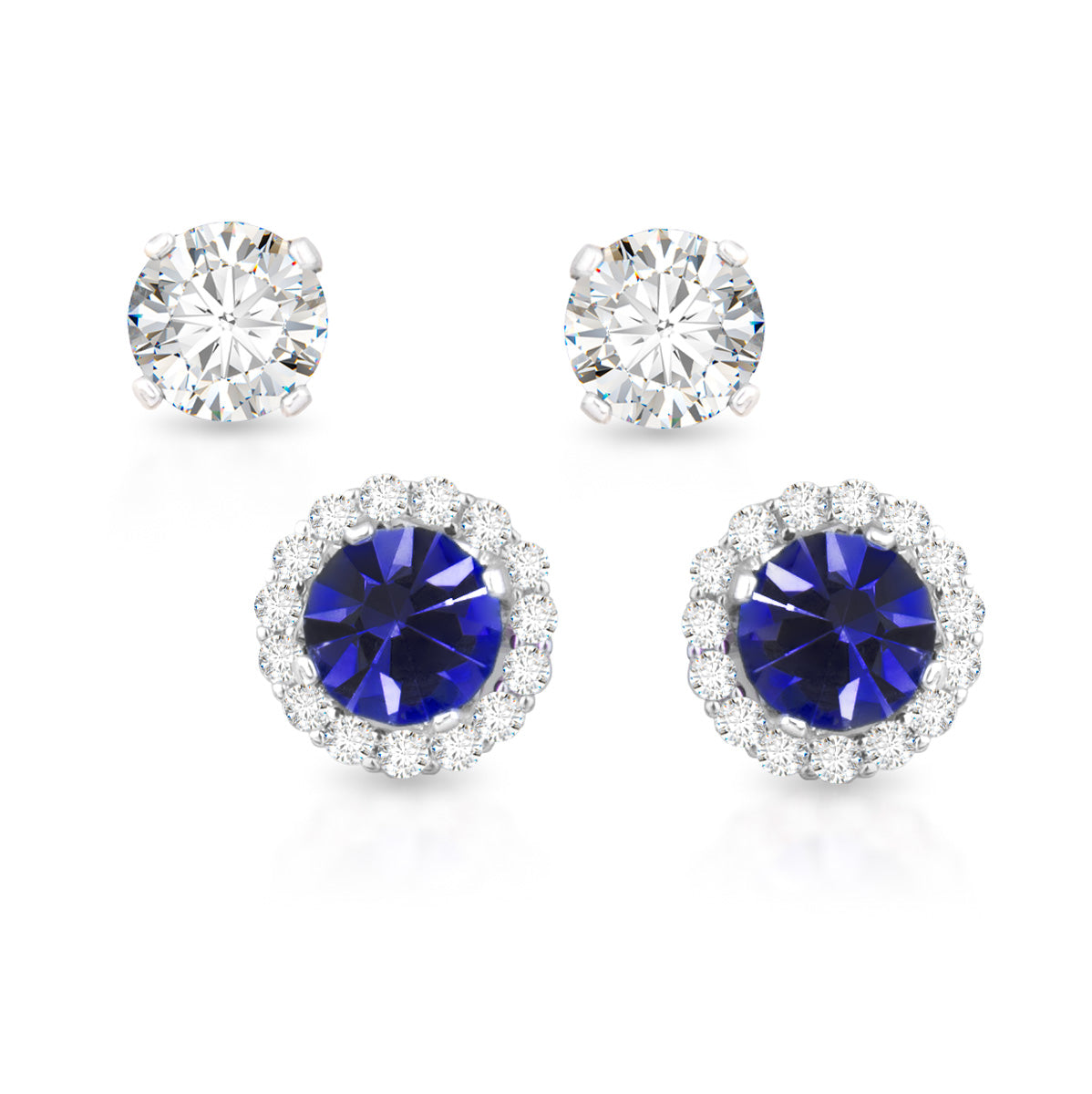 September Birthstone with CZ Halo Jacket and Clear CZ